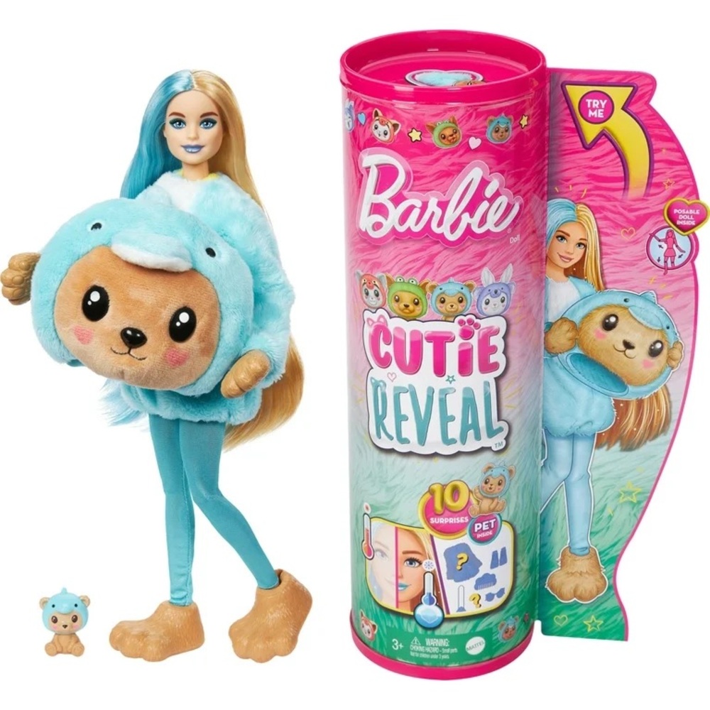 Barbie nwt Cutie Reveal Costume-Themed Series Doll Teddy Bear as Dolphin